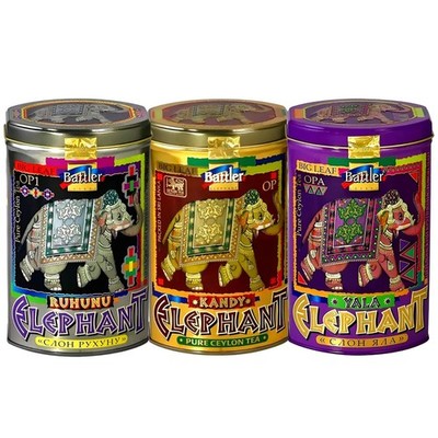 Battler Tee Elephant 3er Set in Metalldosen (3 x 100g) Sri Lanka Schwarztee