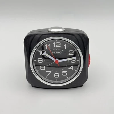 Seiko QHE194B Black Wecker Quarzwecker Analog Alarm Light Function - Bild 1 von 3