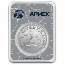 1 oz Silver Round - APMEX 25th Anniversary (in TEP)