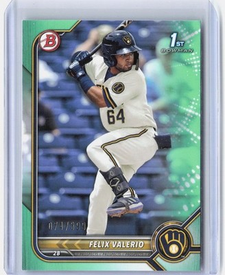 2022 Bowman #BP-128 Felix Valerio Prospects Neon Green #/399