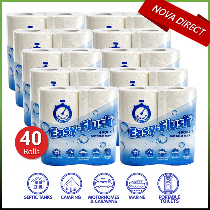 Toilet Roll Easy Flush Soft 2ply Tissue Paper Chemical Thetford Cassette Caravan