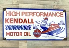 VINTAGE KENDALL SNOWMOBILE MOTOR OIL GASOLINE GAS  PORCELAIN MOTOR OIL SIGN