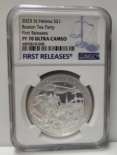 NGC 2023 St. Helena S1 Pound Boston Tea Party PF70 Ultra Cameo Top Pop