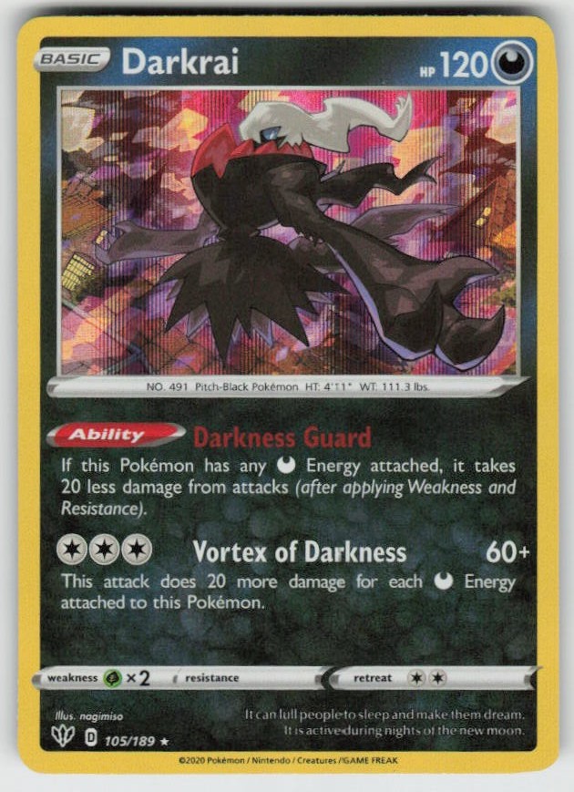 GGC - 3 Holo Darkrai 105/189 Holo Rare SWSH03: Darkness Ablaze | eBay