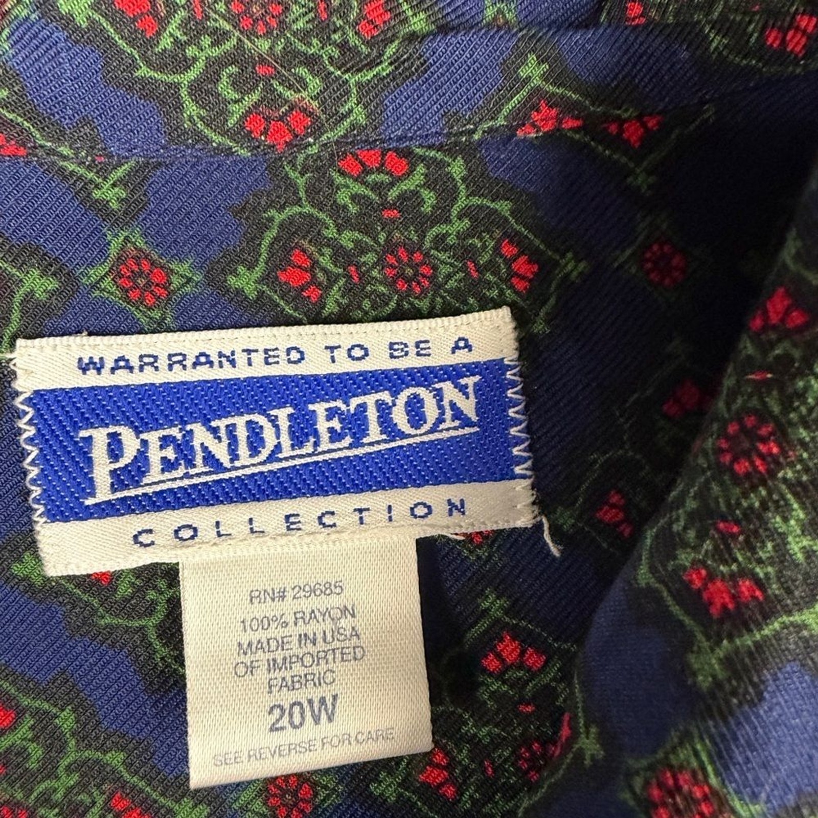 Pendleton Blue and Red Patterned button front Shi… - image 2