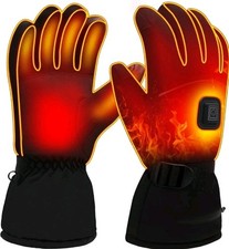 Heated Ski Hand Warm Windproof Touchscreen Gloves Rechargeable Battery LARGE