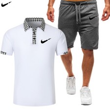 2pc Mens Sports Set Sweatshirt Sports Shorts Casual Short Sleeve T-shirt Running