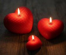 3 Pcs Red Heart Candle Christmas Gift 🎁 Unique Candle Big Medium Samll Combo