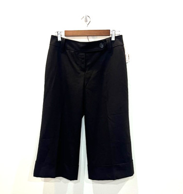 LOFT Julie Crop Cuffed Trouser Pants Black Women's Size 4 Office Workwear NWT