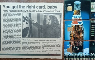 Pepsi Cola Newspaper Clip and Prepaid Cards Making A Bottle Image