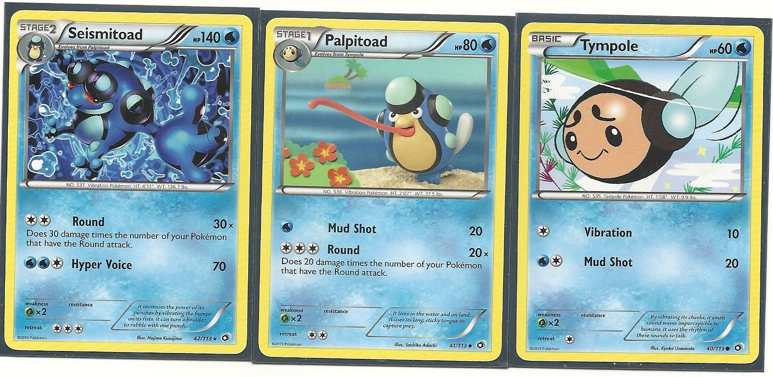 3 POKEMON EVOLUTION CARDS SEISMITOAD PALPITOAD TYMPOLE Legendary Treasures MINT 