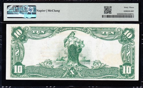 Amazing *RARE* CHOICE UNC 1902 $10 GRAND RAPIDS, WI National! PMG 63! TC153 - Picture 3 of 3