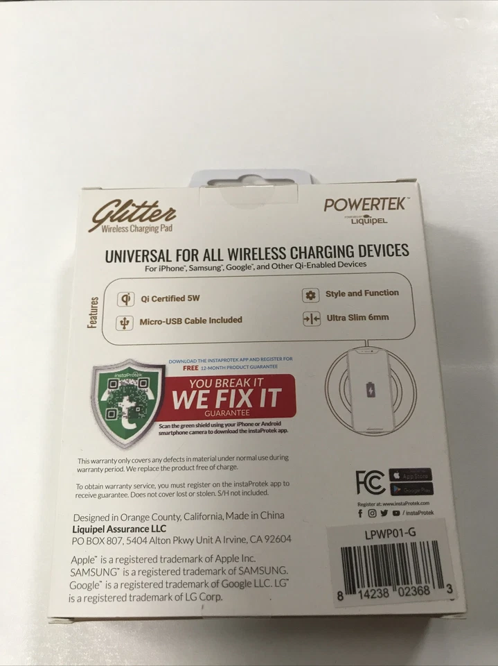 Gold Glitter Wireless Charging Pad QI Certified Universal iPhone Samsung Google - Image 2 of 4