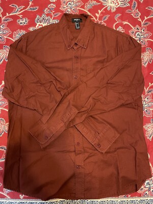 Forever 21 Orange Copper Men's Long Sleeve Shirt Size Large
