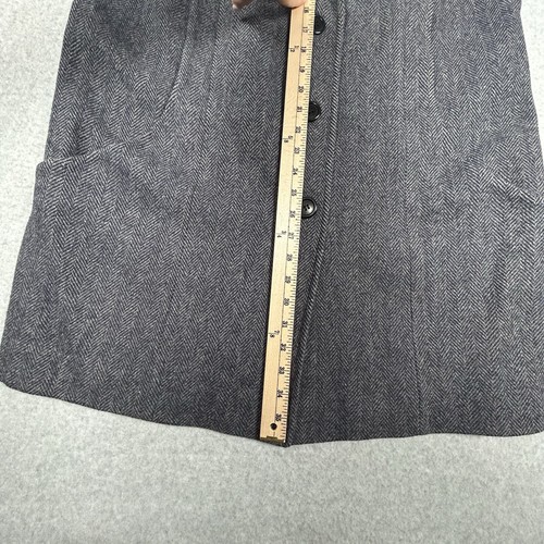 Vintage Alorna Midi Overcoat L/XL Wool Blend Blue/Gray Herringbone Made In USA - Picture 6 of 6