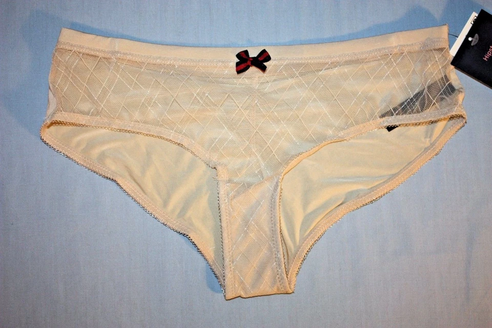 Calcinha feminina Tommy Hilfiger xadrez malha hipster tamanho pequeno cueca nude nova com etiquetas - Imagem 3 de 4