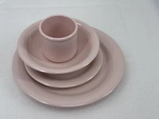 VINTAGE 4 Pcs TUPPERWARE MELAMINE DISH SET  Pink Plate Bowl Coffee Drink Cup