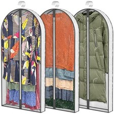 50" Garment Bags, Clear Plastic Clothes Covers with 4" Gussetes 50"x3pack White