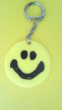 Smiley Face keychain. key chain ring tag