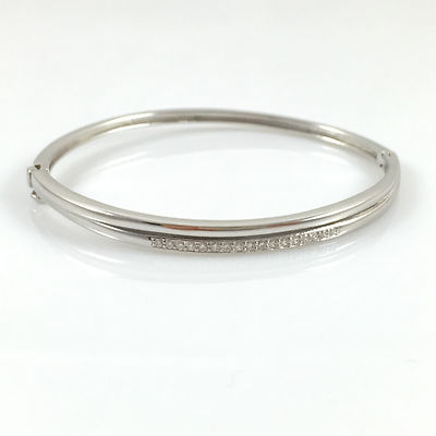 925 Sterling Damen Silber Armband Scharnier Öffnung Armreif 7,5'' Brandneu