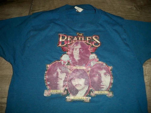 Cal Cru The Beatles Vtg John George Ringo Paul Blue Band Con Vintage vintage concert t-shirt, vintage, single stitch, B+ condition