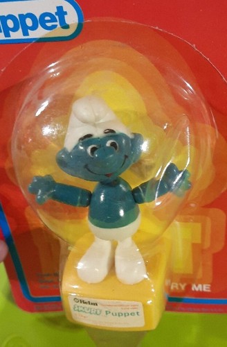 Vintage 1980s Smurfs Puppet Plastic Finger Push Puppet Peyo Wallace Berrie NOS - Picture 4 of 7