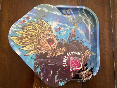 Premium Rolling Tray Ash Tray Magnet Lid Dragon Ball Z Rage 7inx5.5in