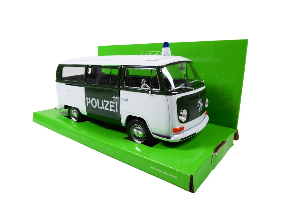 Volkswagen Combi Bus T2 Polizei - 1/24 Welly Diecast Voiture Miniature 22472GP - Photo 2/4