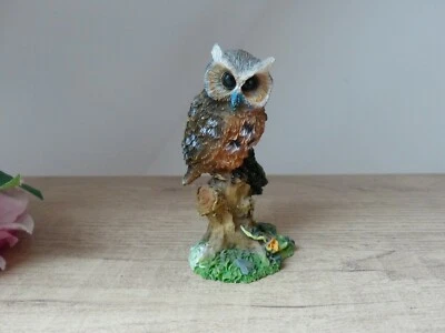 Petite Statuette Chouette en Résine Vintage H 9 cm - Photo 1/4