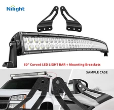 Nilight 50" 288W LED Light Bar + Mount Brackets For Chevy Silverado & GMC 07-14