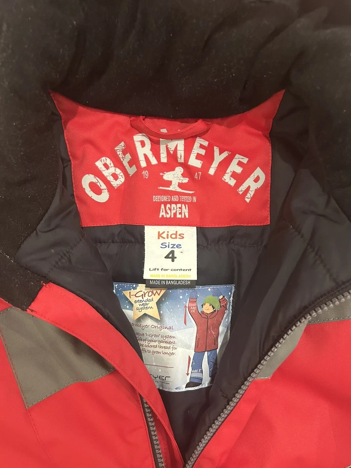 Obermeyer Ski Jacket - Kids / Boys Size 4 - Red, Grey, Black - Image 3 of 4