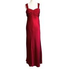 AGILITA BURGUNDY SATIN SWEETHEART LONG EVENING FORMAL DRESS - L