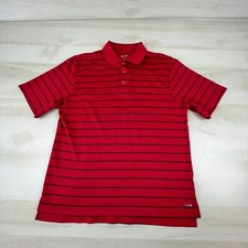 Champion Mens Polo Shirt Medium Red Striped Short Sleeve Knit Casual