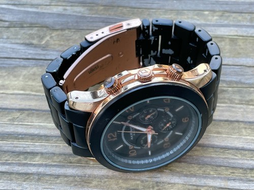Akribos XXIV Ladies Wrist Watch Black/Gold Tone Analog Multi Function Watch - Picture 4 of 11
