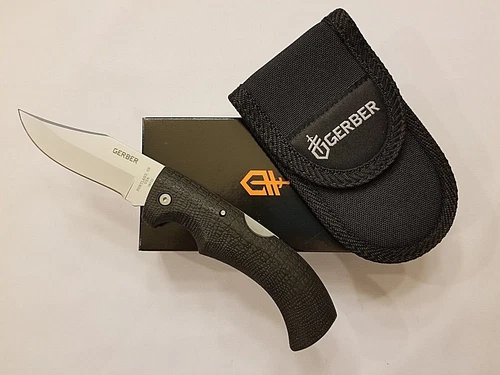 GERBER KNIFE - GATOR Lockback  #6069 + Sheath - 5" Closed - USA - NIB