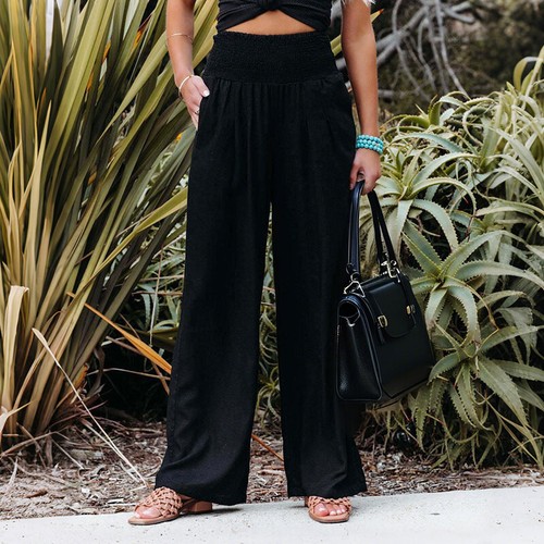 Women's High Waisted Pockets Harem Wide Leg Pants Casual Trousers Pants Summer - Imagen 13 de 19