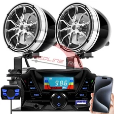Waterproof Bluetooth Motorcycle ATV 4 Wheeler Audio Stereo Speakers System Radio