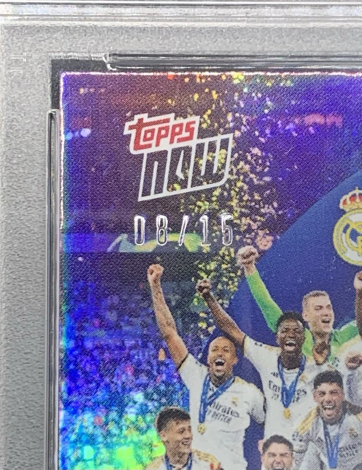 REAL MADRID 2023 TOPPS NOW UCL 135 RAINBOW FOIL #/15 * PSA9 POP2 ONLY 1 PSA 10 * - Image 3 of 3