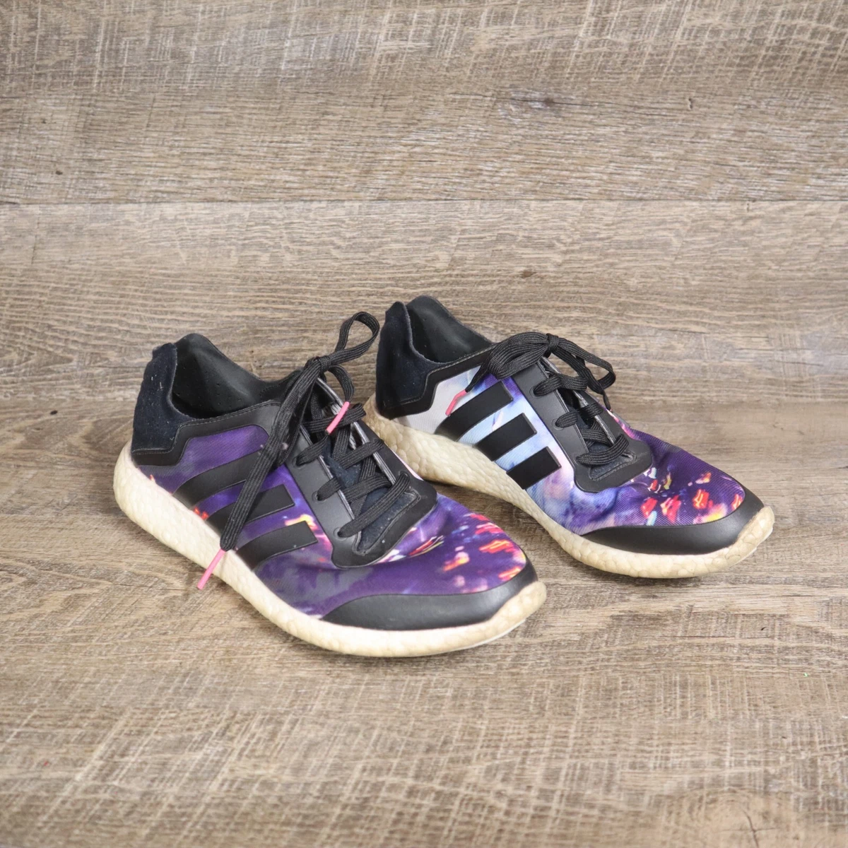 Adidas Pure Boost Running Shoes Purple Pink Blue Lace Up Women s