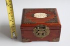 Vintage Antique Chinese Lacquered Wood Jewelry Box With Embossed Asian Carving — photo 9