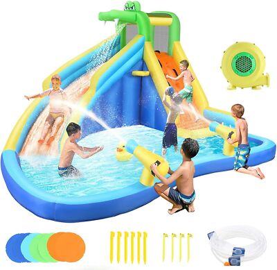 Inflatable Bounce House for Kids, Water Gun and Basket Hoop for Kids Party U.S