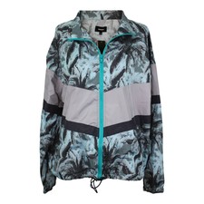 Monrow Palm Color Block Windbreaker Sz Xs Vintage Black Turquoise Nwt $198