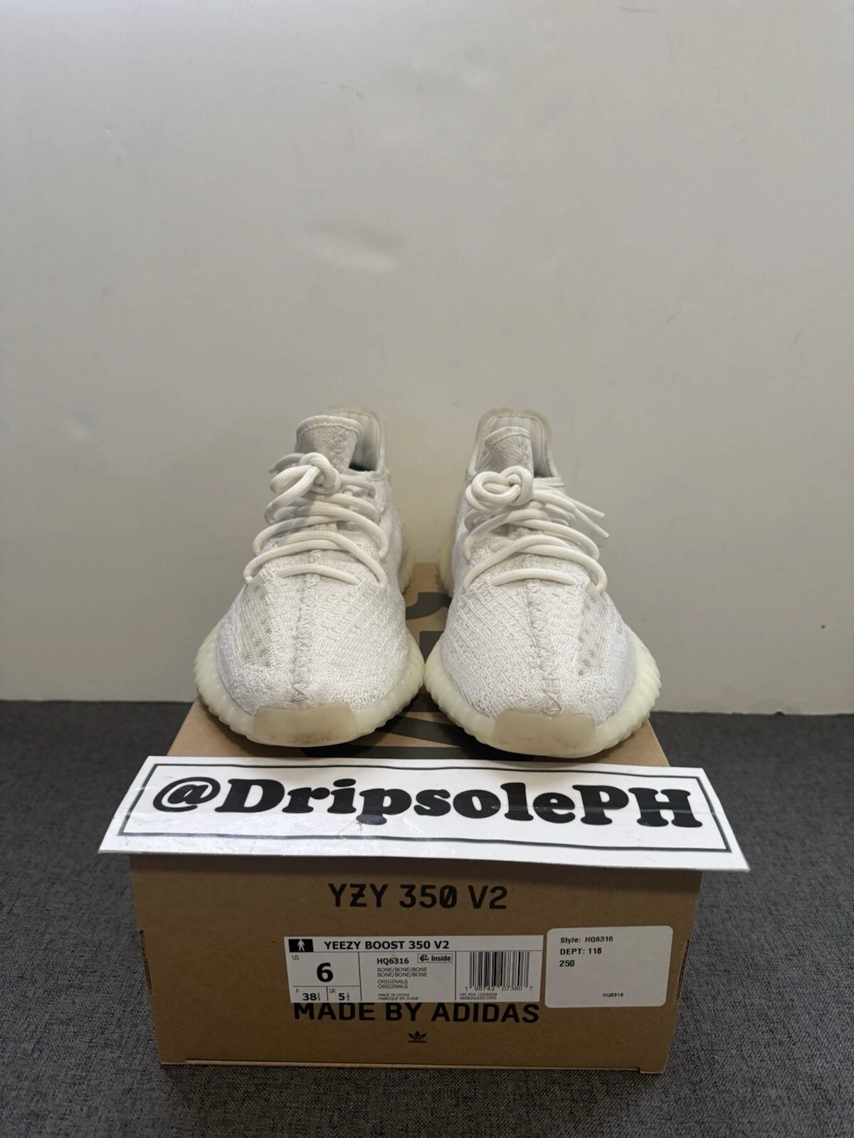 Taglia 6 Adidas Yeezy Boost 350 V2 Low Bone USATE SPEDIZIONE VELOCE