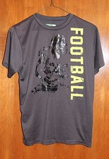 TEK GEAR Boys' Large PERFORMANCE/ATHLETIC T-SHIRT gray w/ Football Graphic EUC