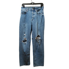 Wild Fable Super High Rise Straight Jeans Women's 6 Button Fly Distressed Ripped