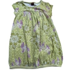 Tea Collection Girls Green Floral Cap Sleeve Dress Size 4 Cotton