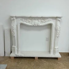 MARBLE CARVED FRENCH STYLE ELEGANT FIREPLACE MANTEL  - TTM28A