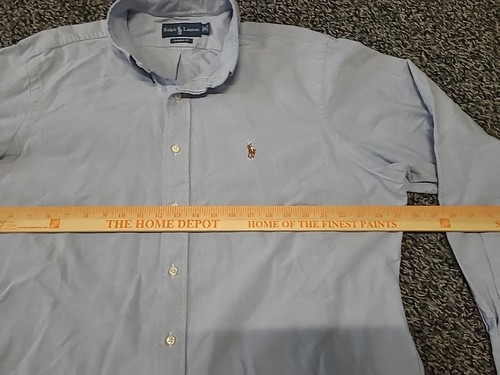 Ralph Lauren Hombres Manga Larga Azul Calce Clásico Algodón Oxford Abotonado 17 34/35 - Imagen 5 de 7