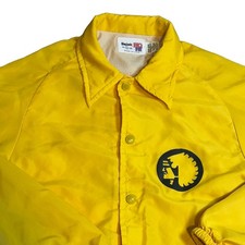 Vintage 70s Yellow Coach Jacket Mens S Indian Chief Flannel Lined Windbreaker