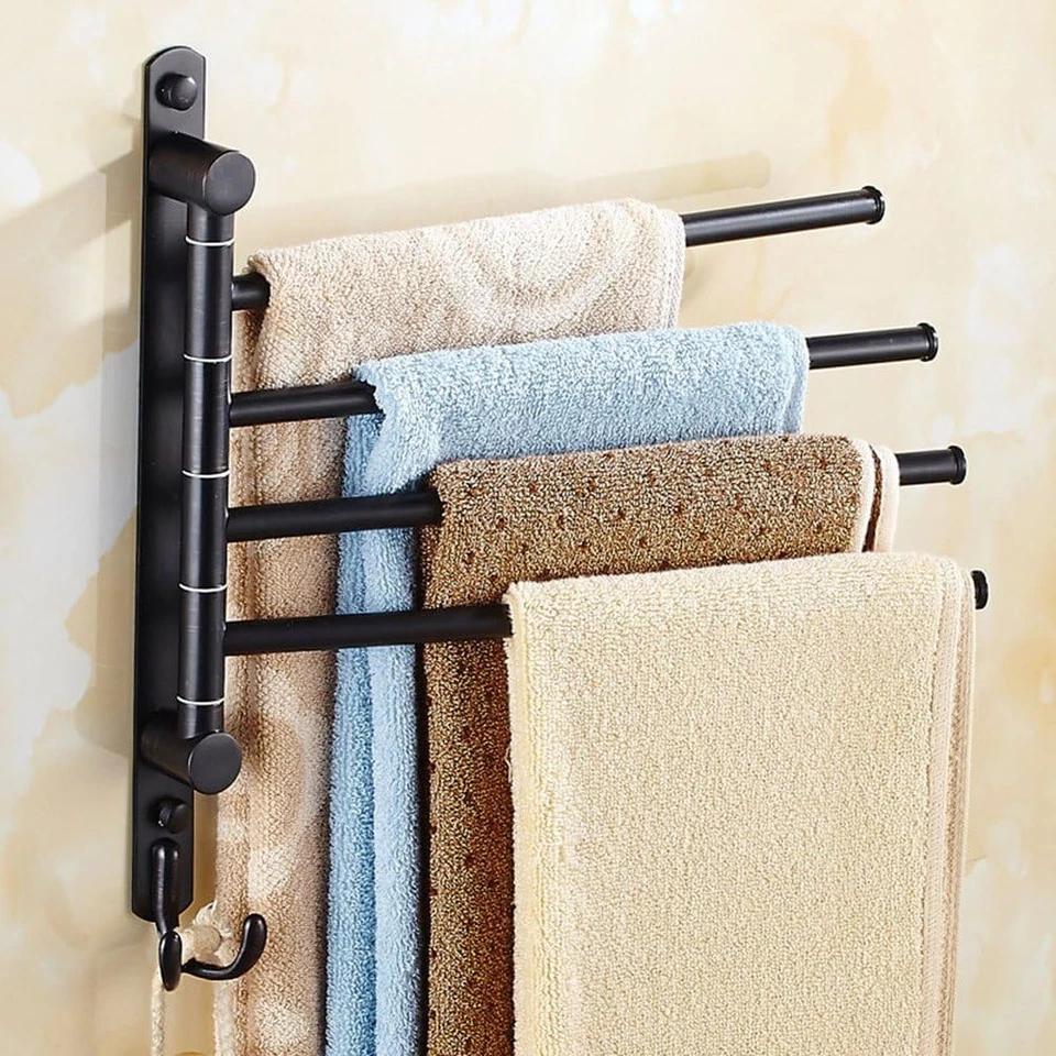 Oil Rubbed Bronze Towel Bars for Bathroom Wall Mounted Swivel Towel Rack Holder - Image 2 of 4